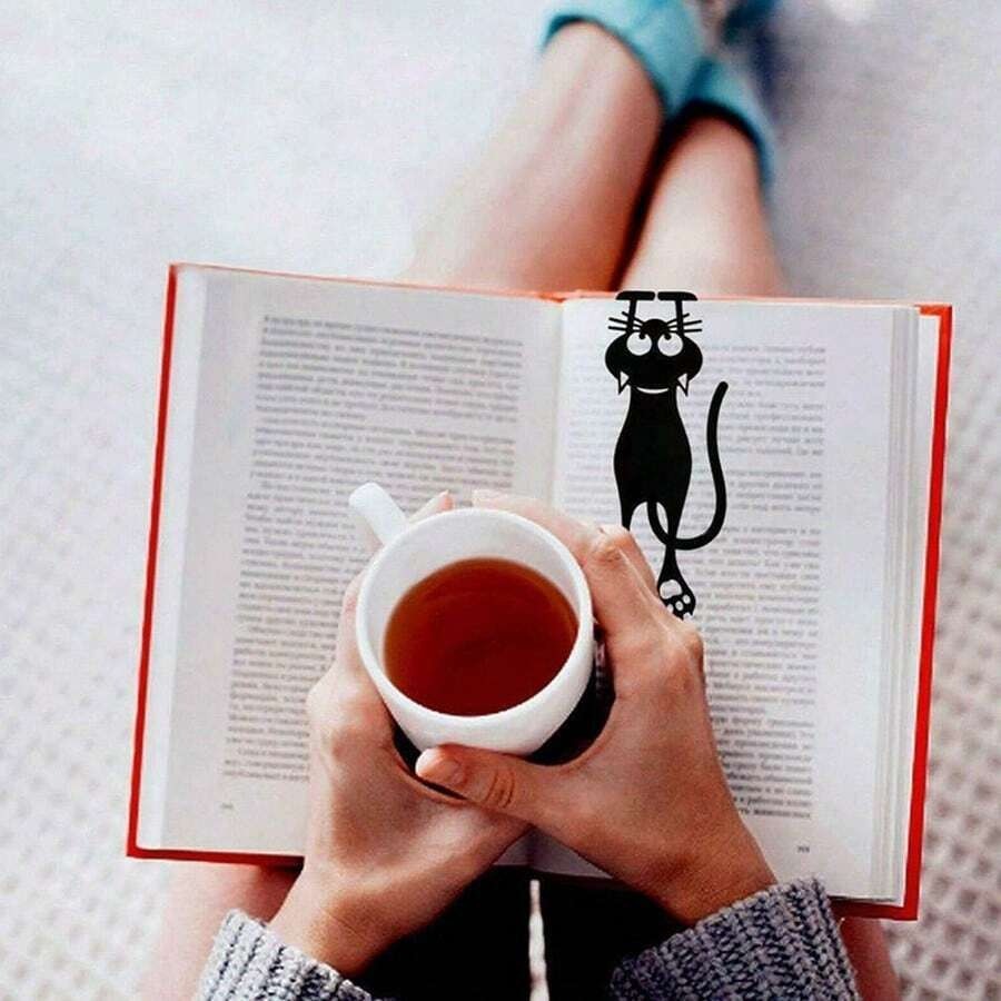 Segnalibri in acrilico a forma di gattino nero, segnalibri creativi e cavi, segnalibri a forma di gattino, per forniture scolastiche, per il ritorno a scuola