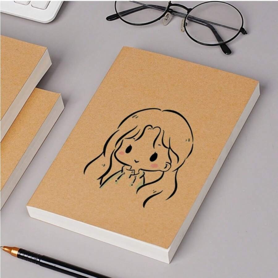 Taccuino in carta kraft vintage spessa, taccuino portatile, taccuino bianco, taccuino bianco più spesso per studenti, taccuino pratico per schizzi, taccuino vintage