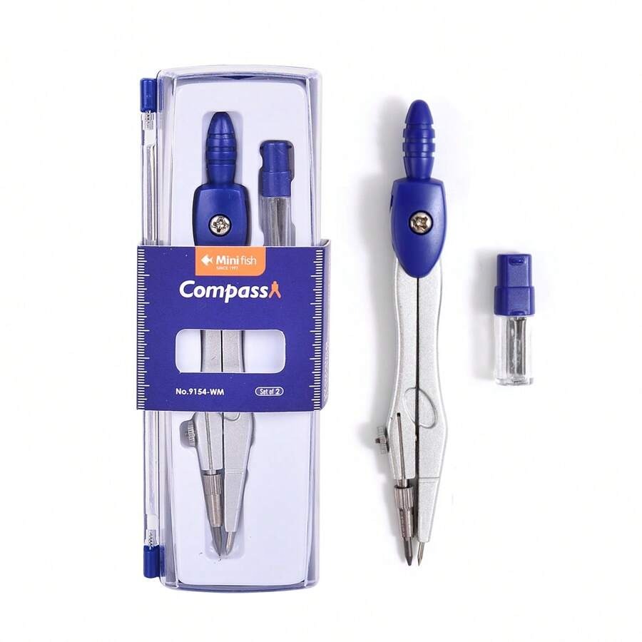 Set di compassi in metallo con mine di ricambio per esami scolastici e uso in ufficio, con strumenti da disegno, forniture per il ritorno a scuola