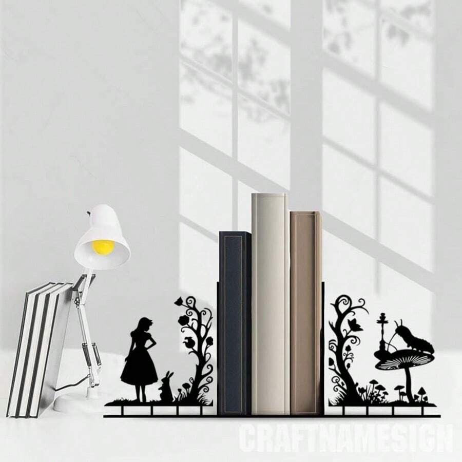 Decorazioni in metallo a forma di Alice - Elegante libro decorativo - Portalibri per ufficio o casa - Organizer durevole per casa e ufficio - Decorazione artistica per la stanza di studio