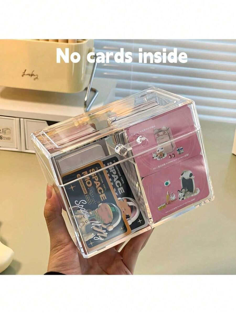 1 pezzo Scatola portafoto/carte d'identità trasparente, scatola porta foto e carte, organizer per la conservazione delle carte in plastica, articoli di cartoleria scolastica