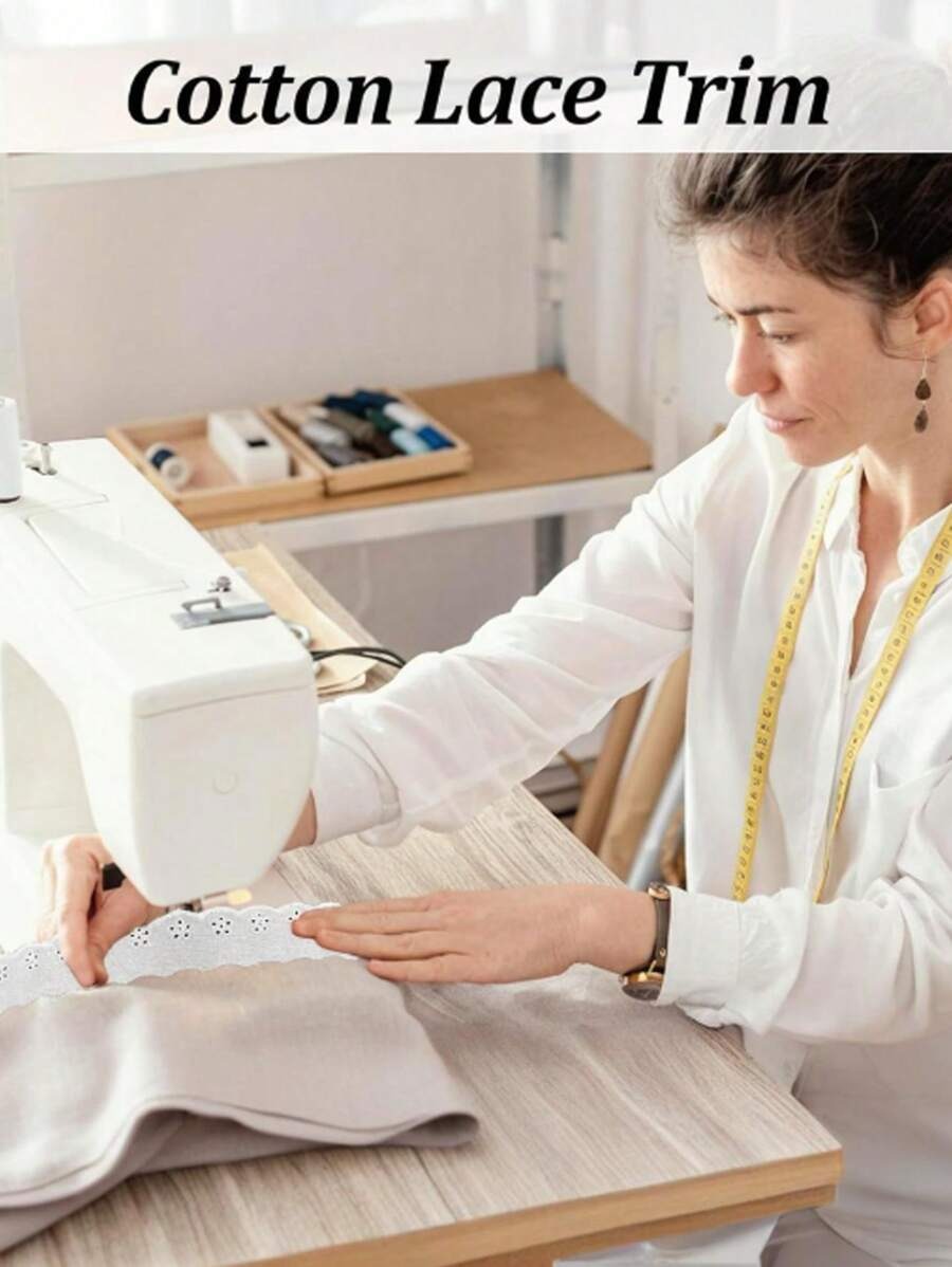 metri di nastro in pizzo bianco con ricamo floreale, bordo ondulato, larghezza 2,5/4,2 cm, per cucire abiti, vestiti, borse, accessori per animali domestici