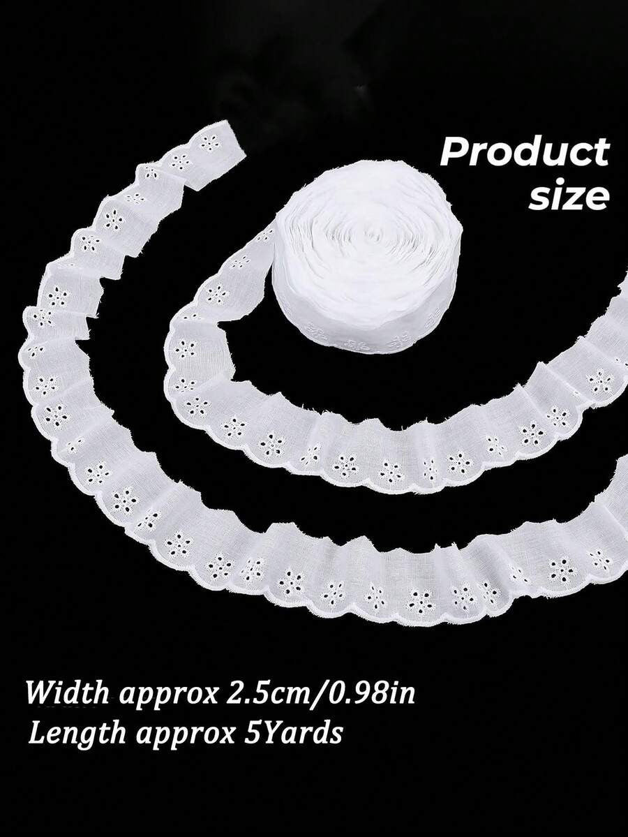 metri di nastro in pizzo bianco con ricamo floreale, bordo ondulato, larghezza 2,5/4,2 cm, per cucire abiti, vestiti, borse, accessori per animali domestici