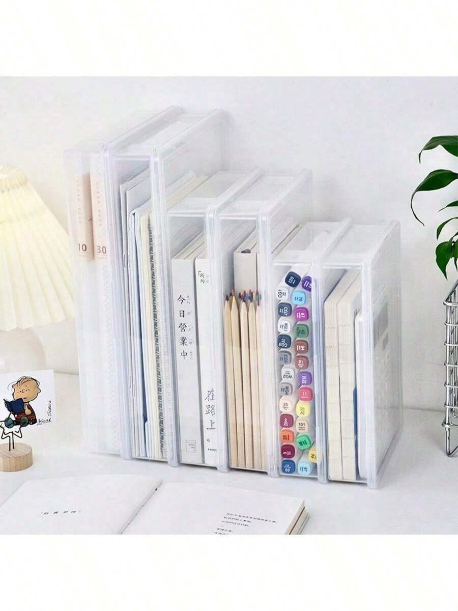 1 pezzo Scatola portafoto/carte d'identità trasparente, scatola porta foto e carte, organizer per la conservazione delle carte in plastica, articoli di cartoleria scolastica