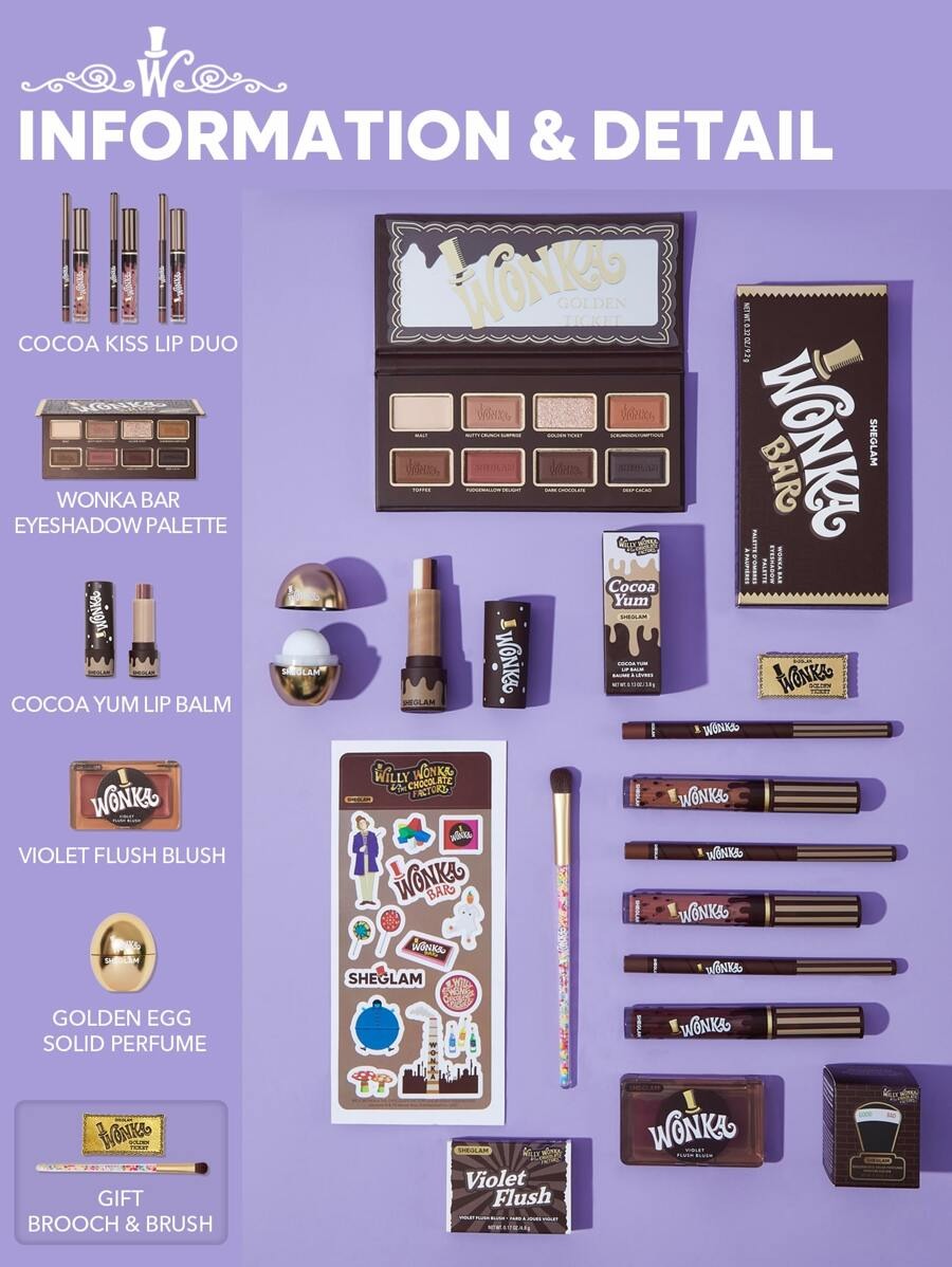 Willy wonka | SHEGLAM Set Completo Di Del , Regalo Di Natale, Set Di Trucco Marrone Laurea Compleanno Vacanza Estate Autunno Y2K Elegante Moda Donne Marchio Trucco Cosmetico Bellezza
