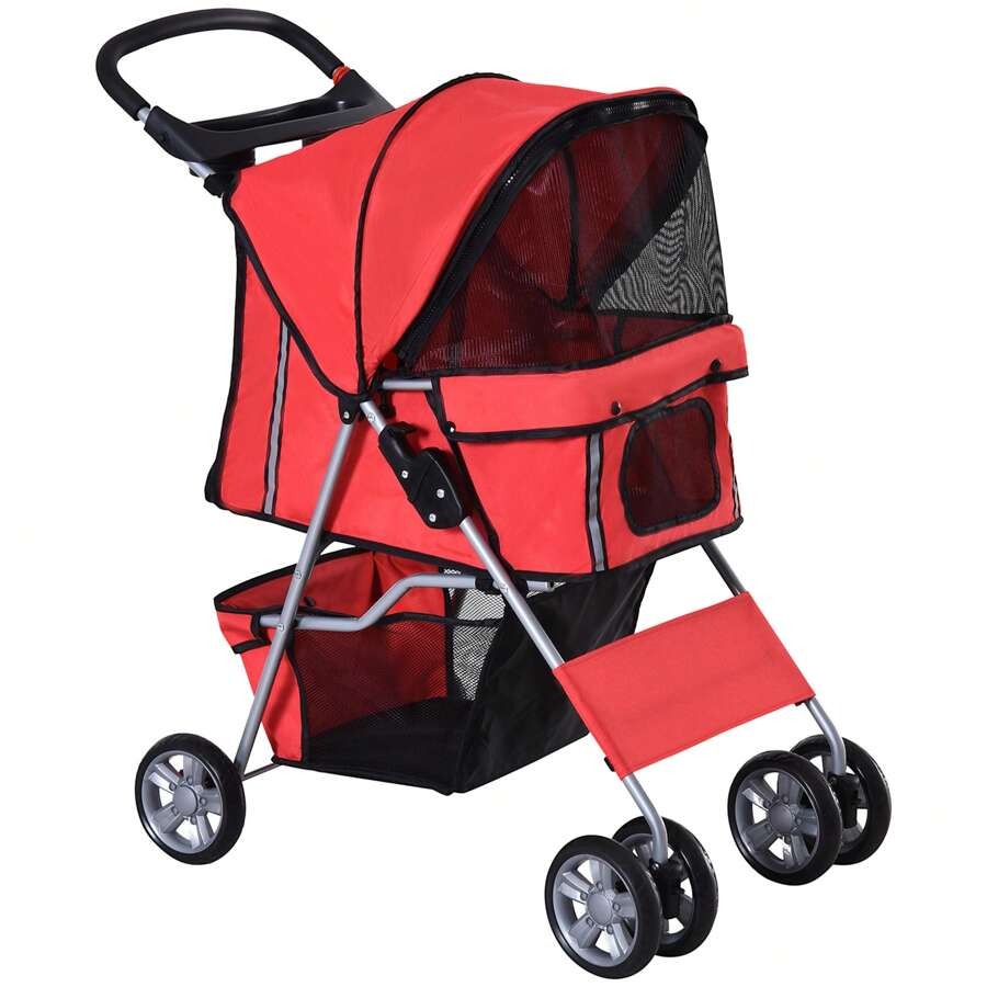 PawHut Passeggino per Cani Carrello per Animali Domestici Carrello Carrozzina 75 x 45 x 97cm