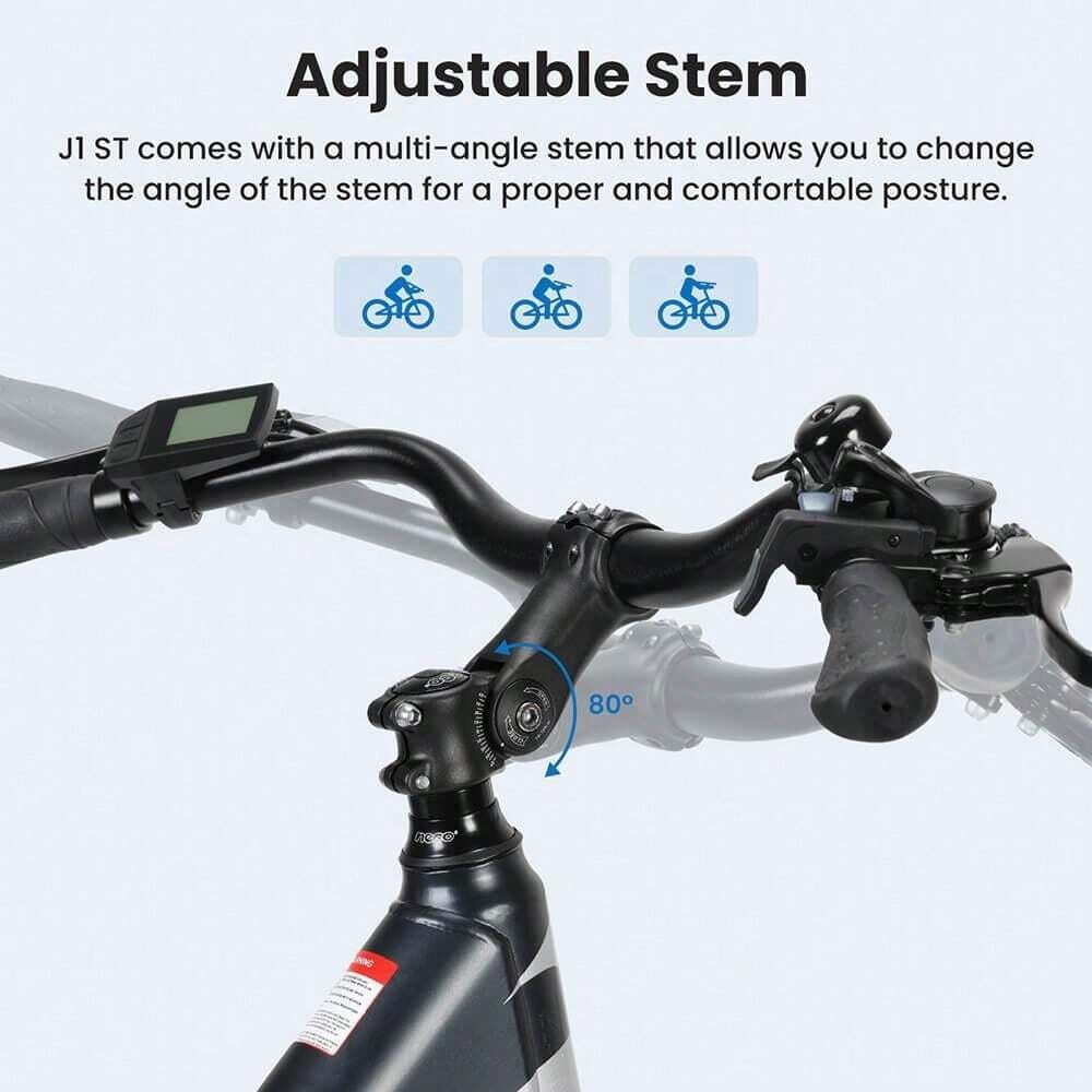 Touroll J1 ST Bicicletta da turismo con motore da 250 W, ruote da 27,5 pollici, batteria da 561,6 Wh, autonomia di 100 km, freno a disco meccanico e freno elettrico (nero)