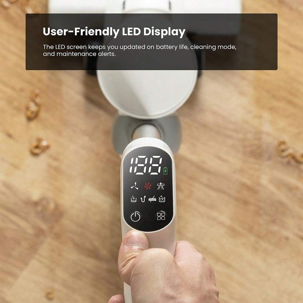 Aspirapolvere e scopa senza fili Proscenic F10 Pro, autonomia di 30 minuti, autopulente, display LED, pulizia completa dei bordi, 3 modalità di pulizia, doppio serbatoio dellacqua - Spina UE.