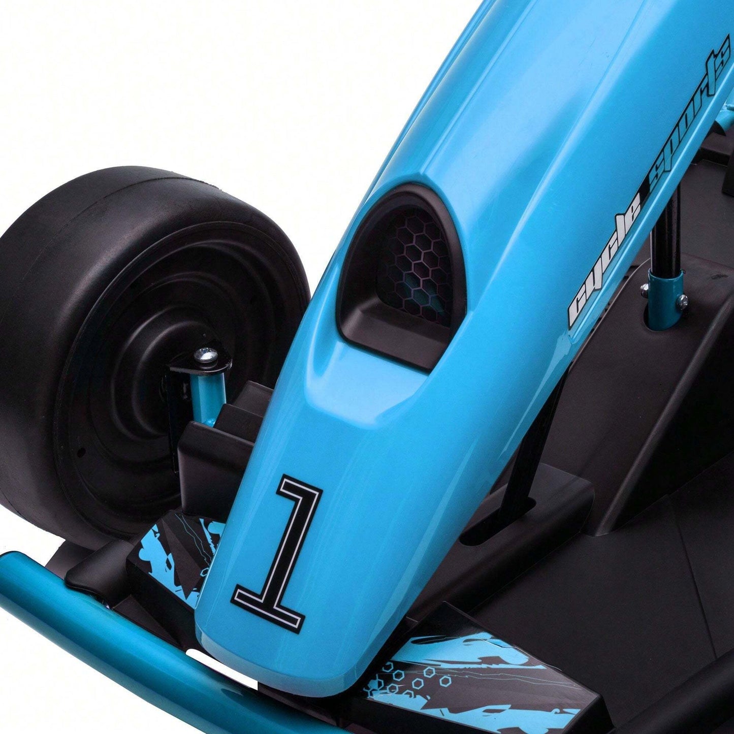 HOMCOM Go Kart Elettrico per Bambini 8-12 Anni, 24V 6-13km/h Drift Go Kart a Pedali per Bambini con Accensione Lenta, Clacson, Musica e Cintura di Sicurezza, Blu e Nero