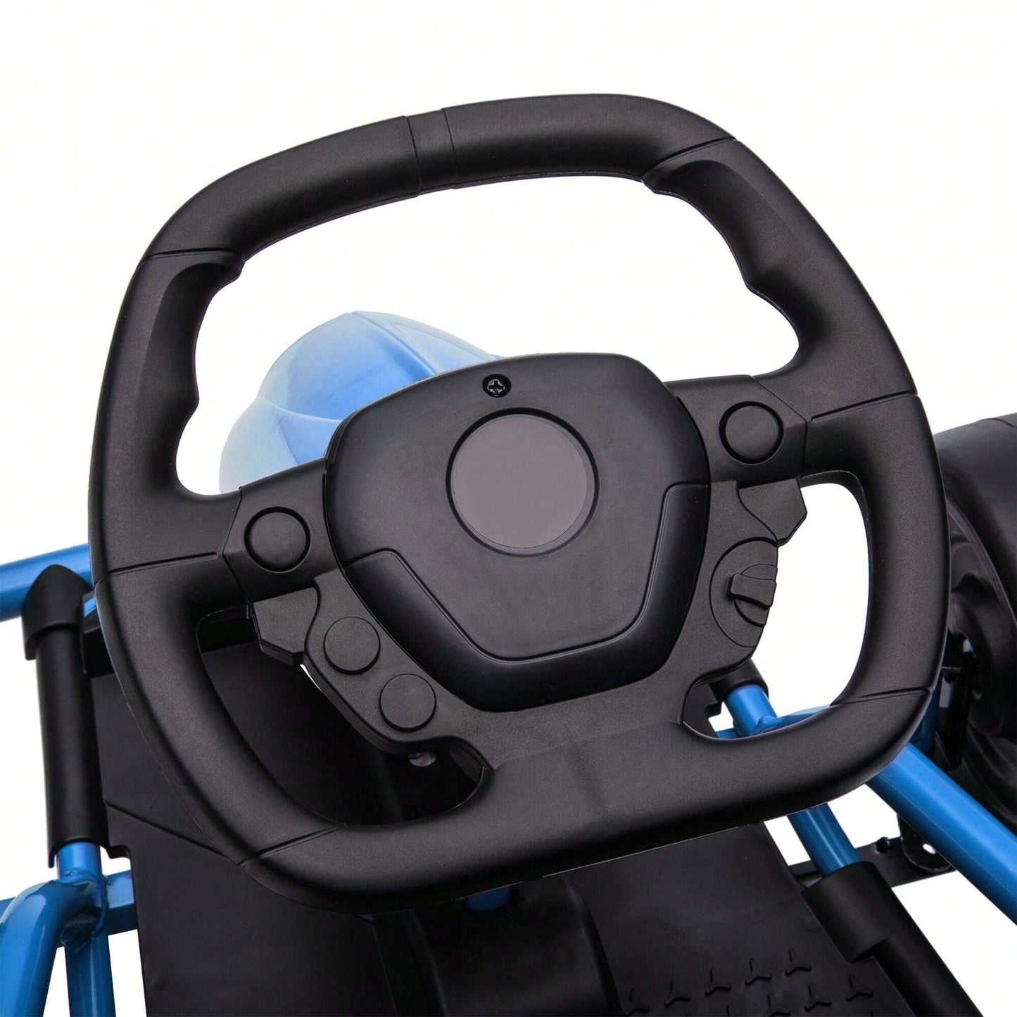 HOMCOM Go Kart Elettrico per Bambini 8-12 Anni, 24V 6-13km/h Drift Go Kart a Pedali per Bambini con Accensione Lenta, Clacson, Musica e Cintura di Sicurezza, Blu e Nero