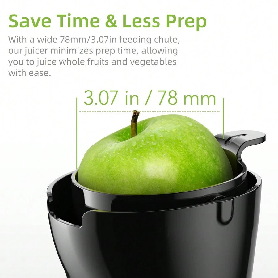 Spremiagrumi a freddo BioloMix con scivolo di alimentazione da 78 mm, 200 W 40-65 giri/min, motore potente, spremitore a masticazione lenta, adatto per frutta intera