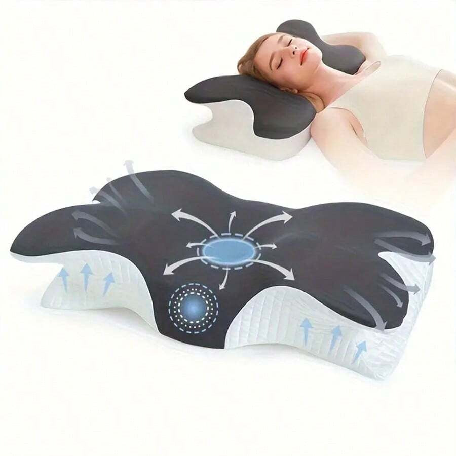 Cuscino per il collo in memory foam ergonomico, design a farfalla per supportare lato, schiena e pancia, cuscino per dormire ergonomico