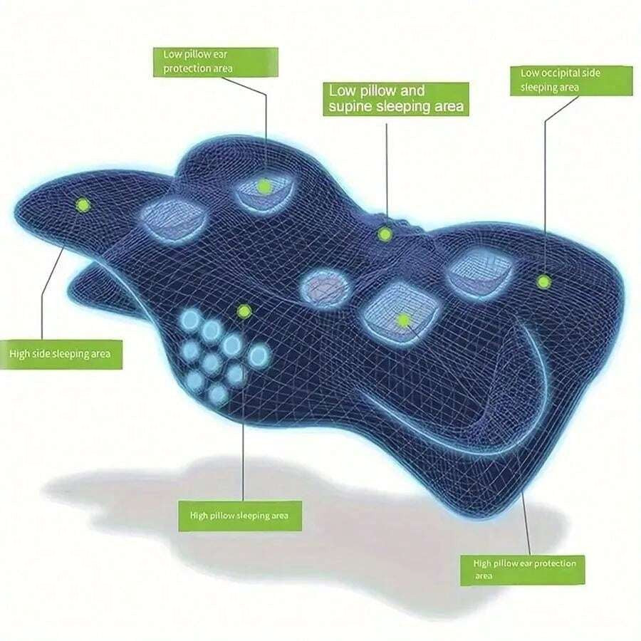 Cuscino per il collo in memory foam ergonomico, design a farfalla per supportare lato, schiena e pancia, cuscino per dormire ergonomico