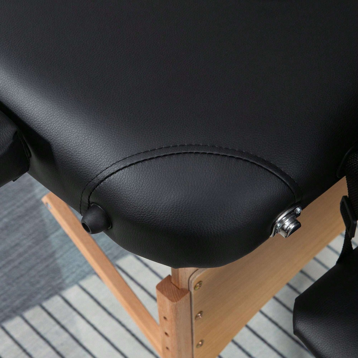 HOMCOM Lettino da Massaggio Pieghevole, Lettino Professionale Portatile con Altezza Regolabile e Borsa di Trasporto, Struttura in Legno, Nero