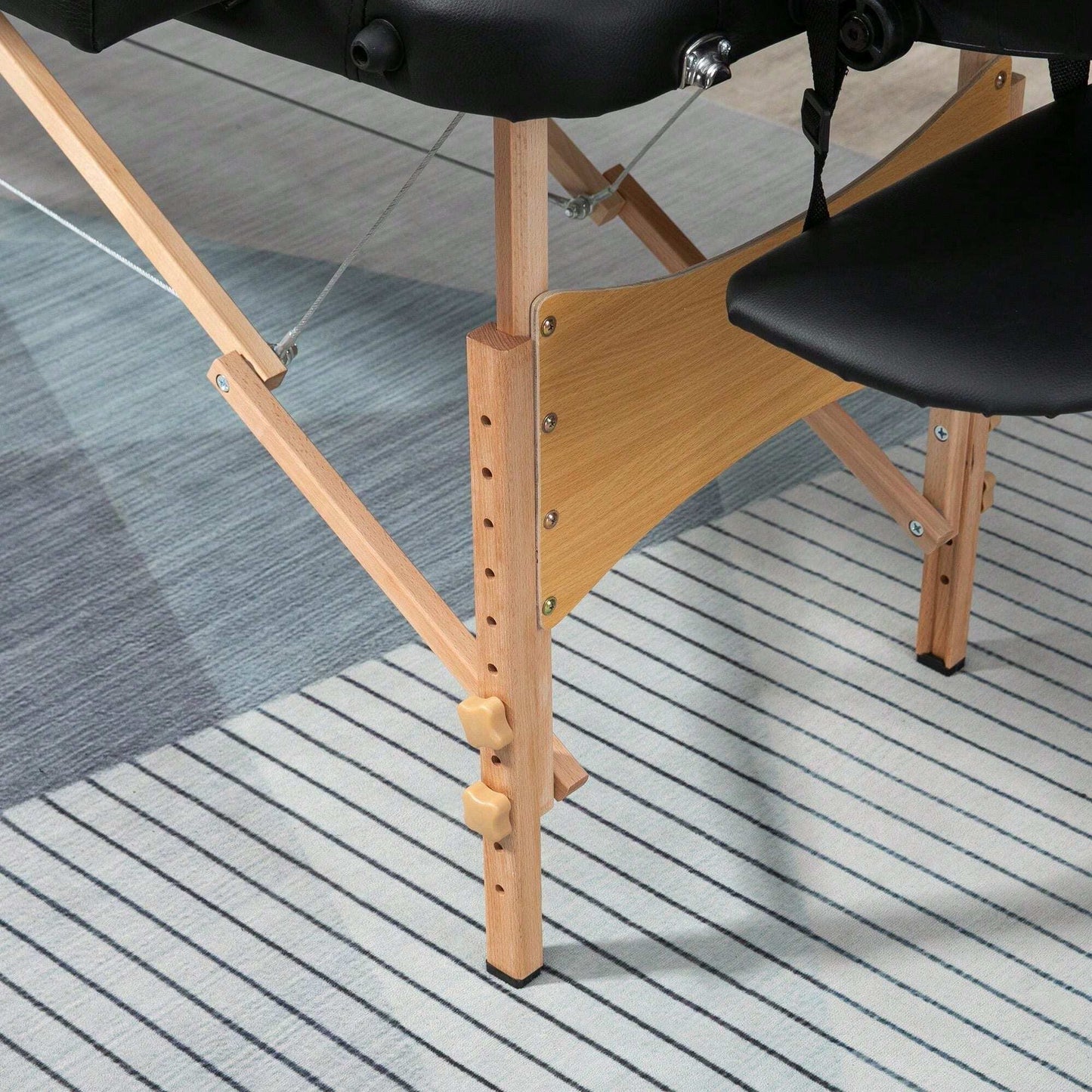 HOMCOM Lettino da Massaggio Pieghevole, Lettino Professionale Portatile con Altezza Regolabile e Borsa di Trasporto, Struttura in Legno, Nero