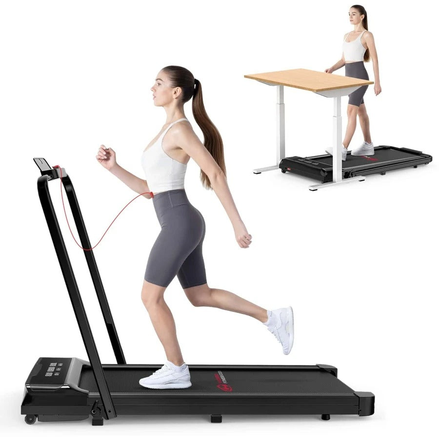 Bigzzia Tapis roulant da scrivania: display LED super ampio, motore silenzioso e assorbimento degli urti per l'home fitness