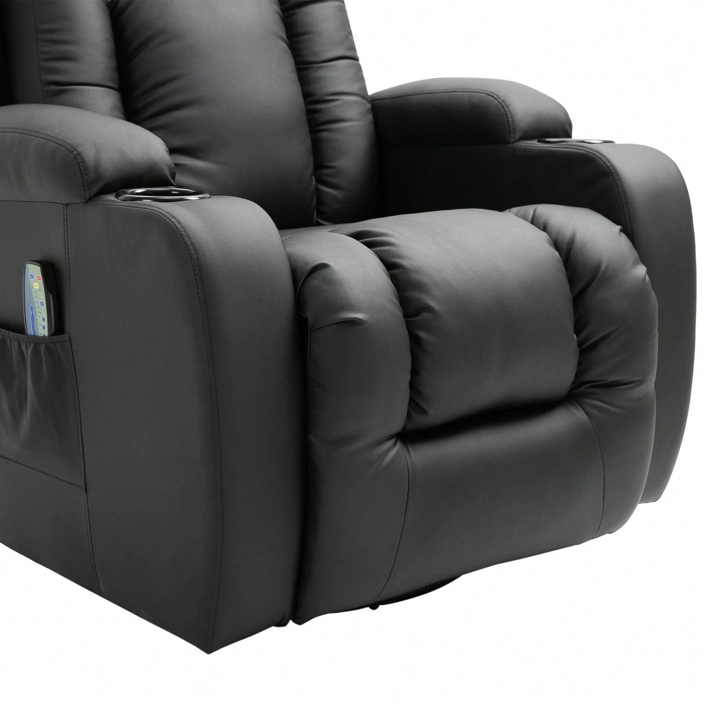 HOMCOM Poltrona Relax Massaggiante Riscaldante, Poltrona Reclinabile fino a 150° in Finta Pelle con 8 Punti di Massaggio e Telecomando, 85x94x104cm