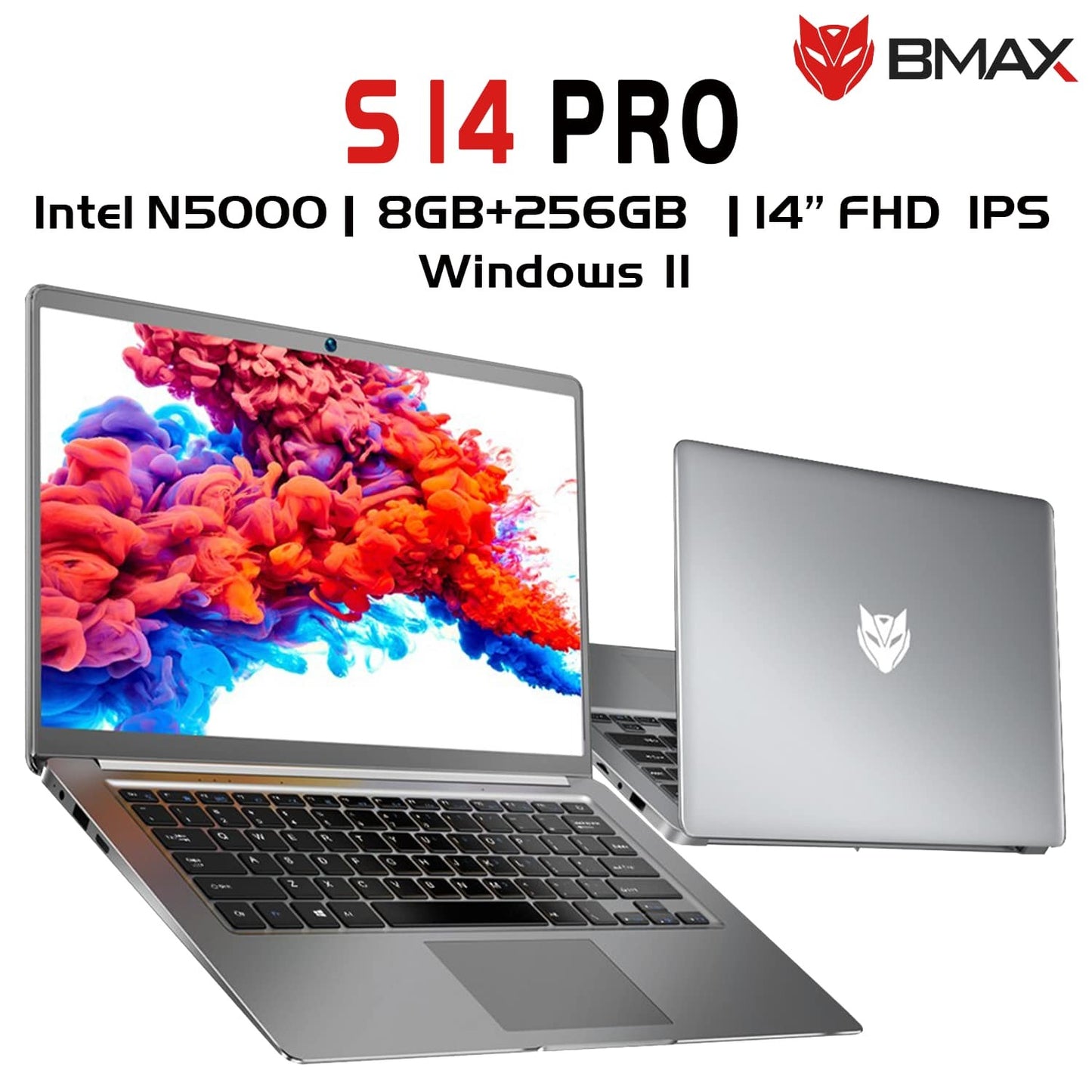 BMAX S14 PRO Notebook / Intel N5000 / 8 GB (LPDDR4) RAM 256 GB SSD / Laptop da 14 pollici 1920*1080 / Windows 11 / Wi-Fi USB+Mini / Batteria da 38 Wh / Peso 1,28 kg / PC portatile