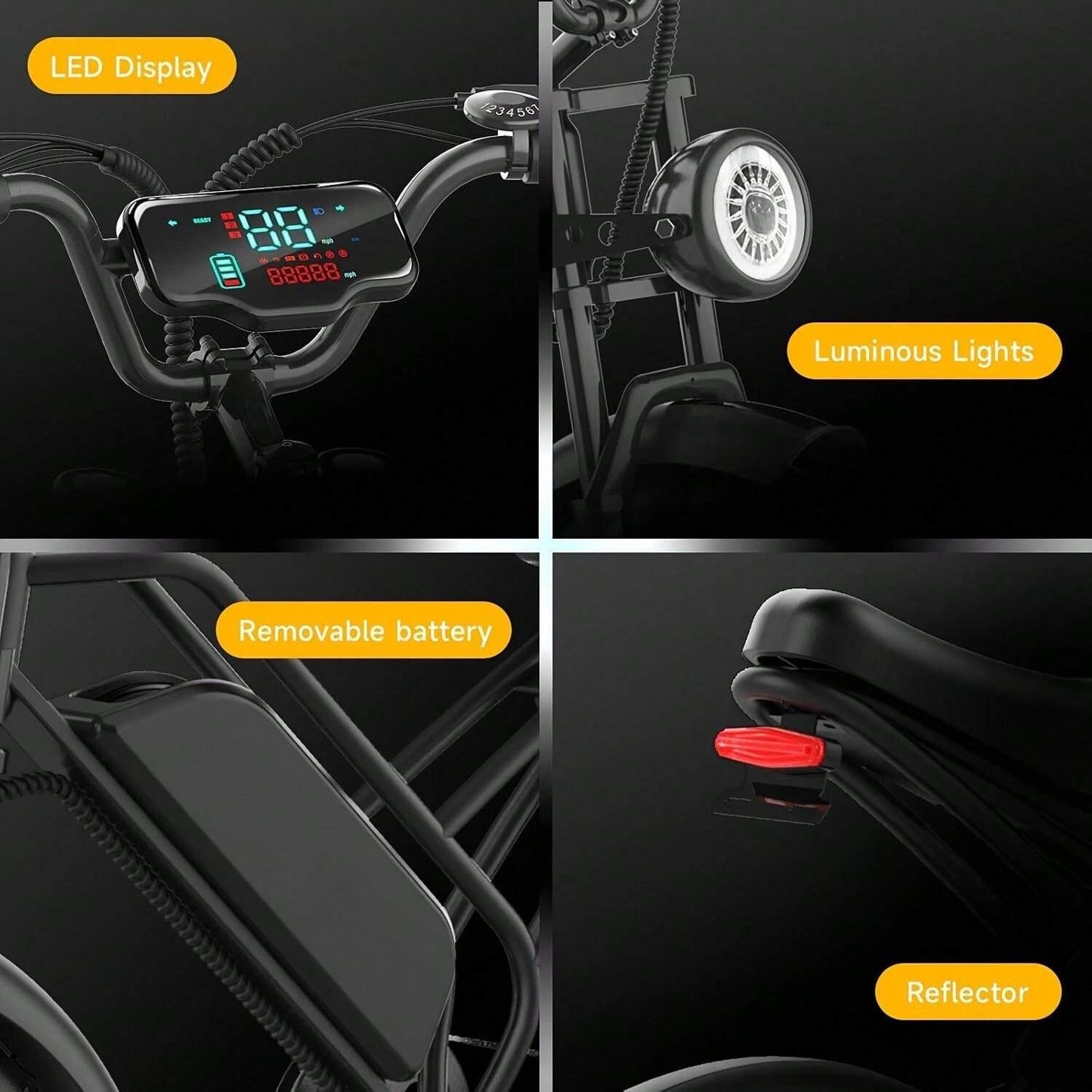 Bici elettrica per pneumatici grassi da 200 W per adulti, batteria grande 48 V 18 Ah, 100-240 V, freno a disco meccanico, mountain bike fino a 20 velocità, faro traslucido a LED, bici elettrica da montagna
