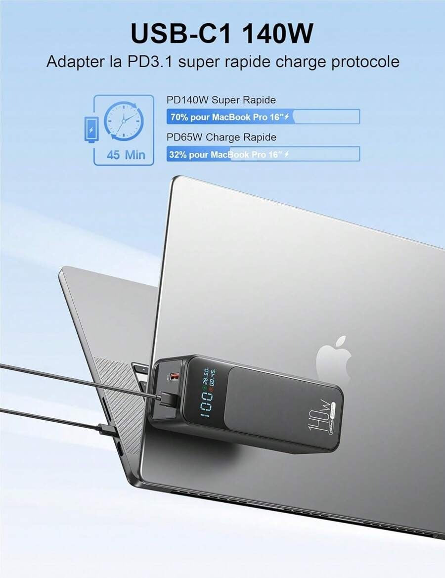 Il regalo di un sistema di alimentazione portatile, 27000 mAh per ricaricarlo con tablet USB da 140 W accesi e spenti, caricabatterie esterni per computer da 3 W