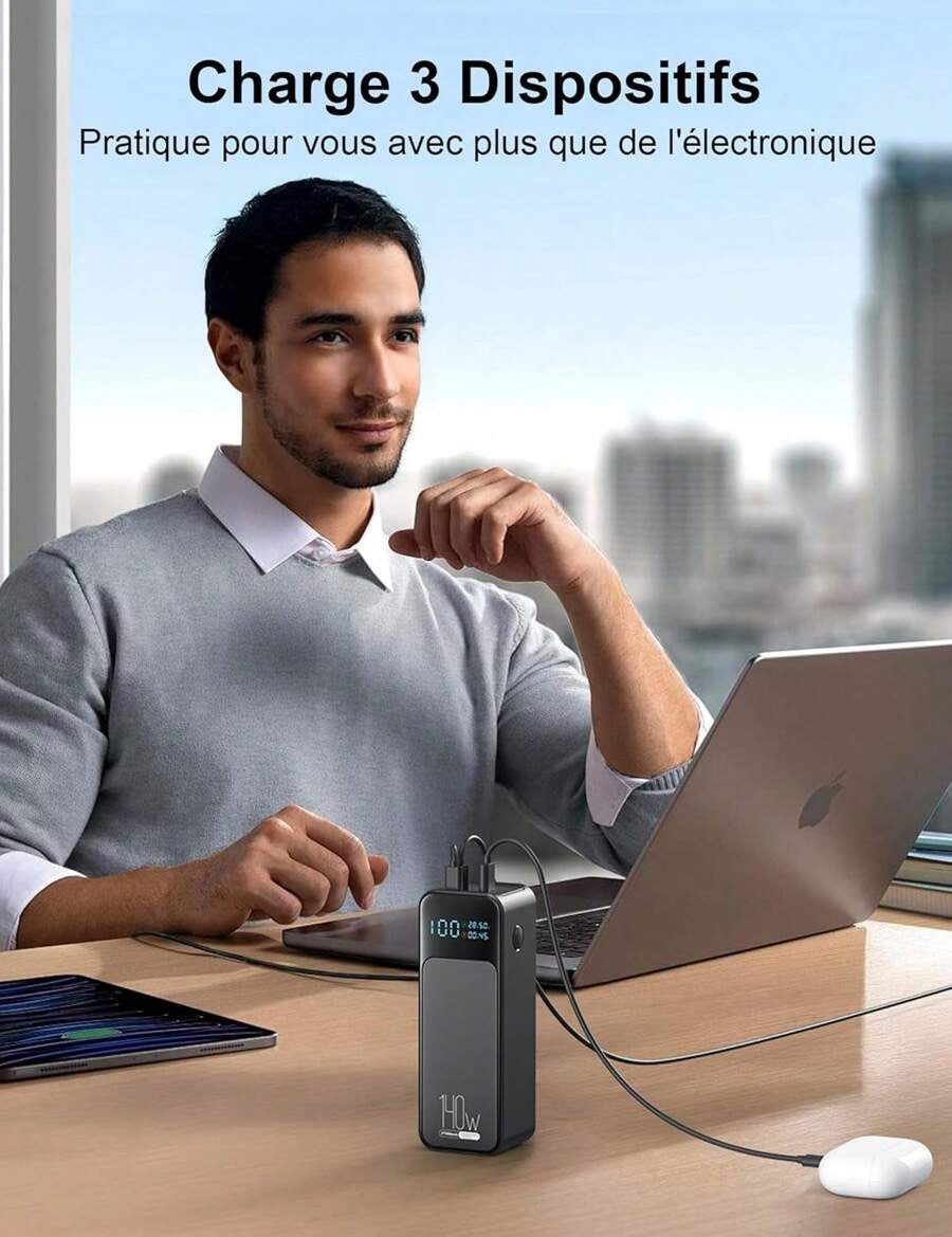 Il regalo di un sistema di alimentazione portatile, 27000 mAh per ricaricarlo con tablet USB da 140 W accesi e spenti, caricabatterie esterni per computer da 3 W