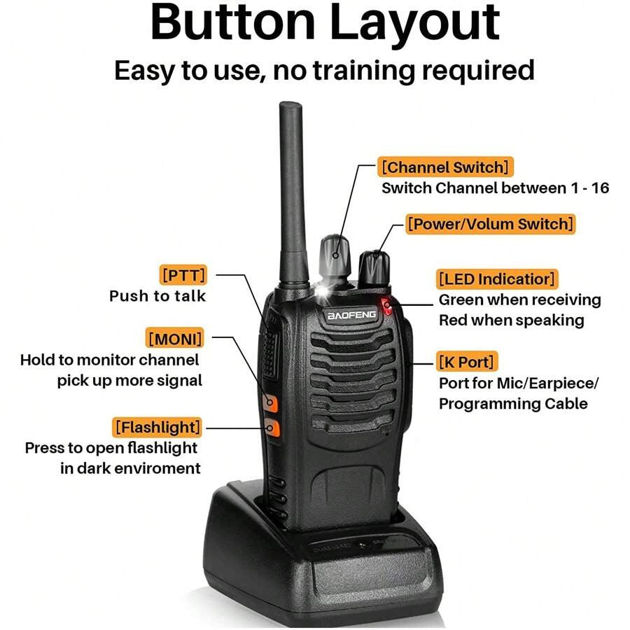 Baofeng 2/4 pezzi Baofeng TH-888S PMR Walkie Talkie per adulti, radio ricetrasmittente portatile per escursionismo, ciclismo, campeggio