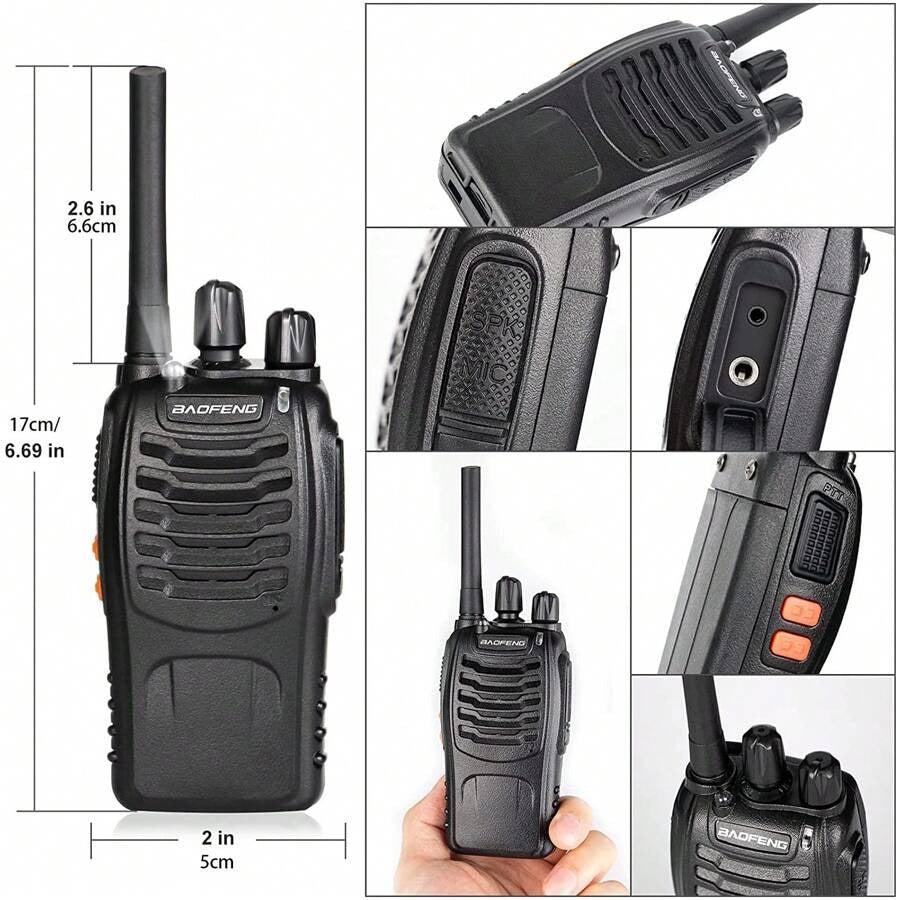 Baofeng 2/4 pezzi Baofeng TH-888S PMR Walkie Talkie per adulti, radio ricetrasmittente portatile per escursionismo, ciclismo, campeggio