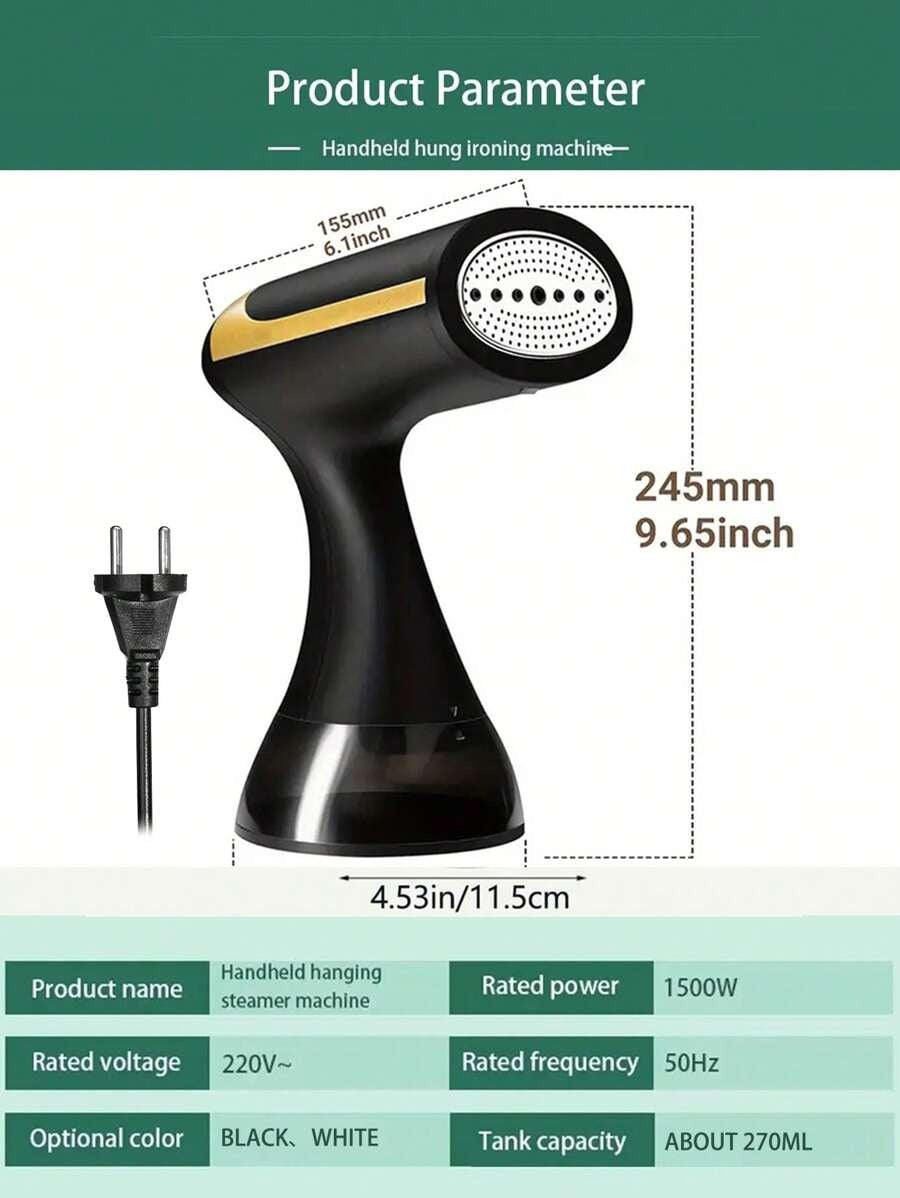 Stiratrice portatile manuale da 1500W - Potente rimuovi-pieghe per tessuti - Serbatoio dell'acqua rimovibile, facile da usare, compatta e leggera per uso domestico e da viaggio