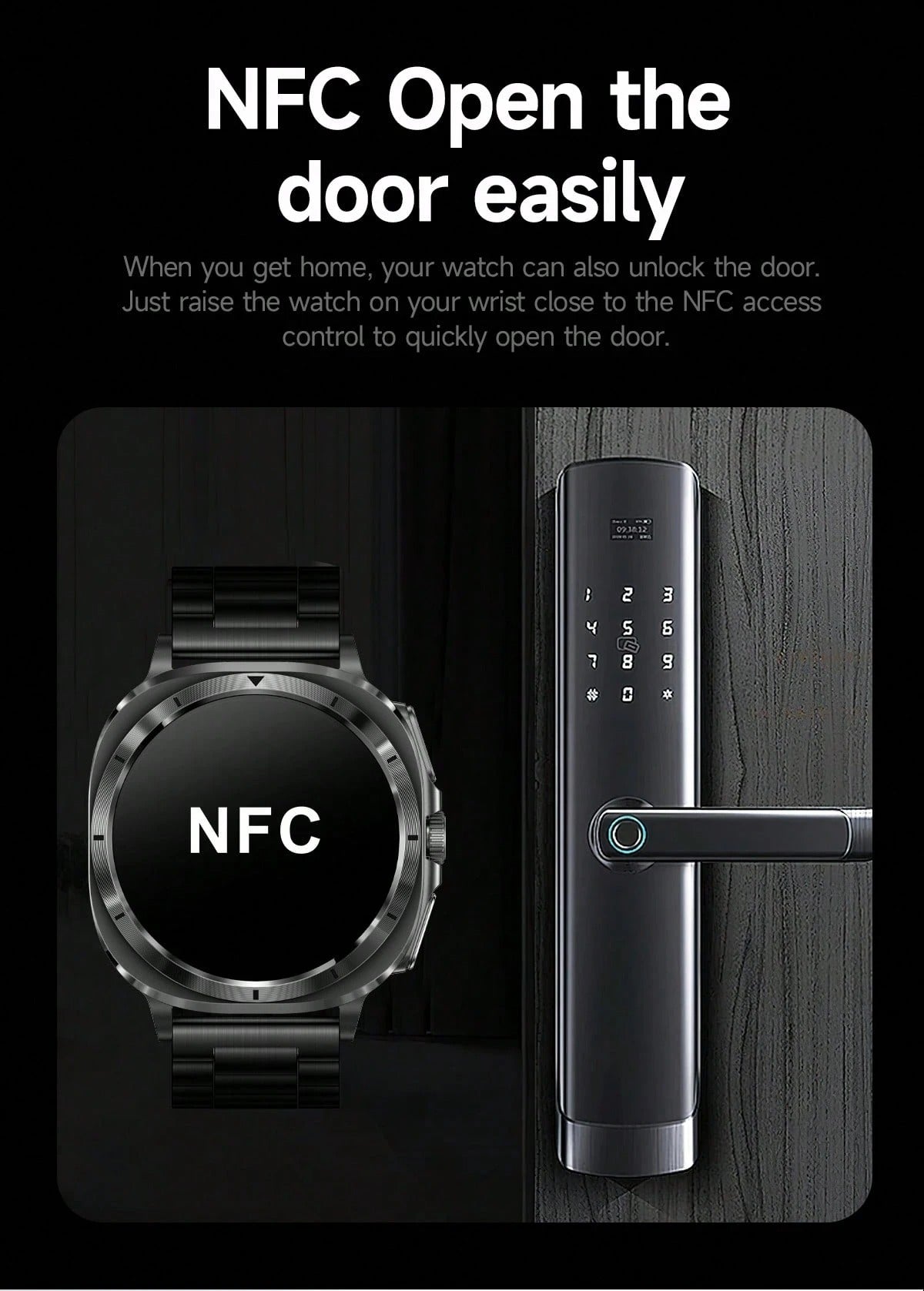 Nuovo smartwatch 2025 compatibile con Galaxy Watch 7, chiamate e composizione senza fili, schermo touch AMOLED da 1,43 pollici, controllo vocale AI, notifiche info, accesso NFC, chiamata SOS, monitoraggio ECG/frequenza cardiaca/sonno