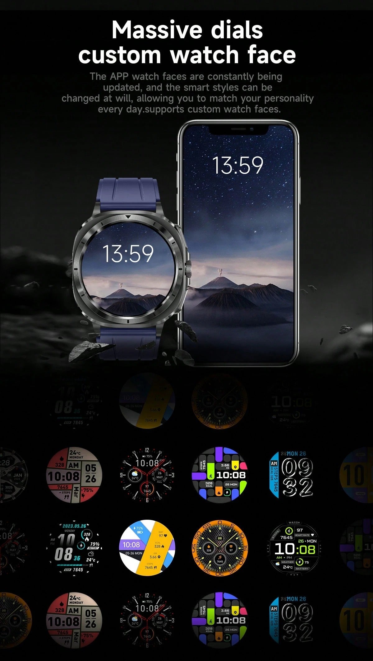 Nuovo smartwatch 2025 compatibile con Galaxy Watch 7, chiamate e composizione senza fili, schermo touch AMOLED da 1,43 pollici, controllo vocale AI, notifiche info, accesso NFC, chiamata SOS, monitoraggio ECG/frequenza cardiaca/sonno