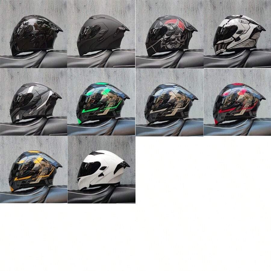 Casco da moto modulare di alta qualità con visiera apribile e doppia visiera, design personalizzato con alettone grande, omologato DOT, slot per altoparlante Bluetooth