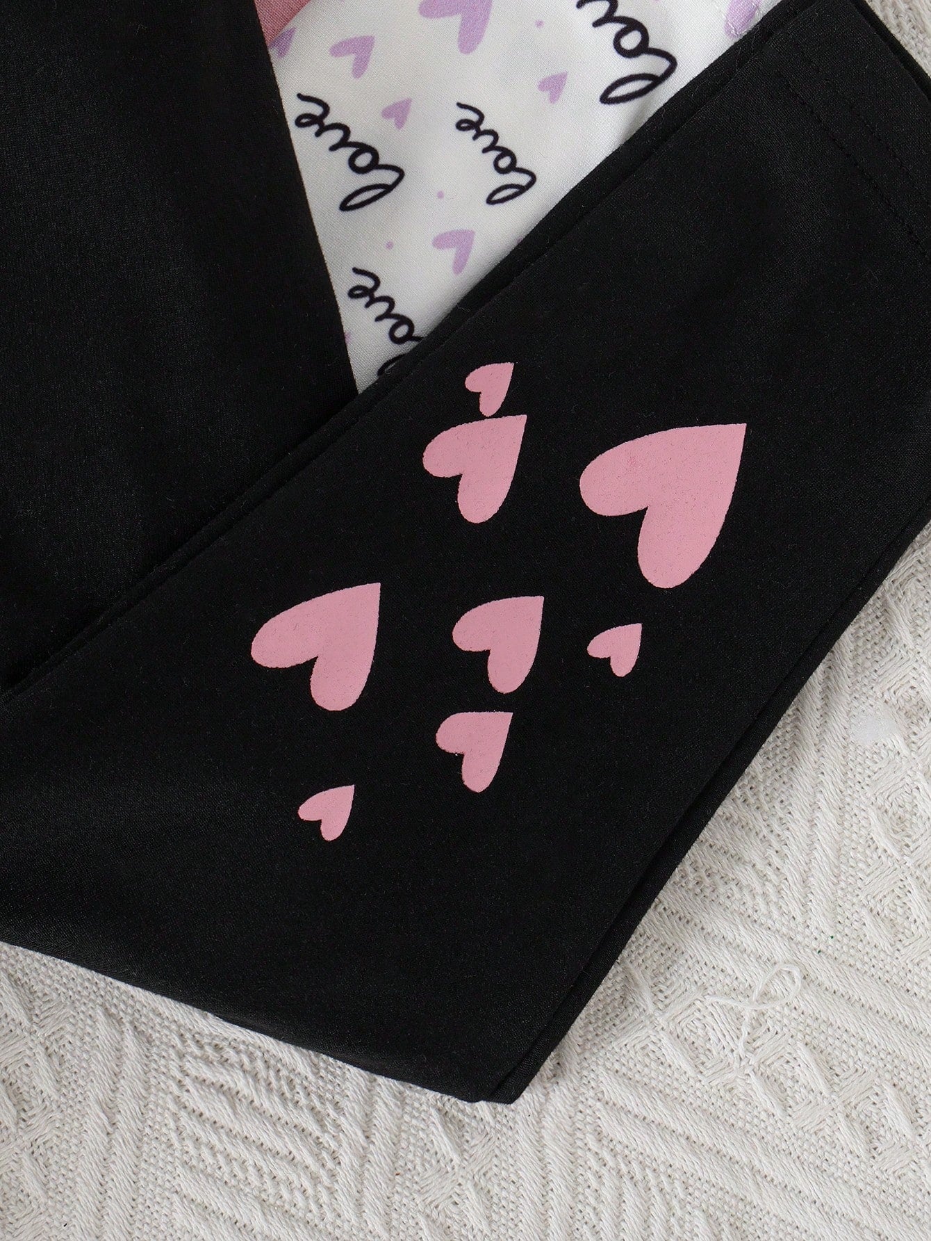 Set da 10 pezzi di top a maniche lunghe casual e leggings per bambina, con stampa carina a cuori e lettere, maglietta elastica e comoda e pantaloni, adatto da indossare