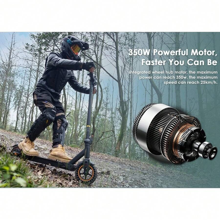 Kukirin Monopattino elettrico pieghevole, motore da 350 W, KuKirin S1 Max, batteria da 36 V 10,4 Ah, pneumatici da 8 pollici, velocità massima 30 km/h, autonomia 39 km, freno anteriore elettronico