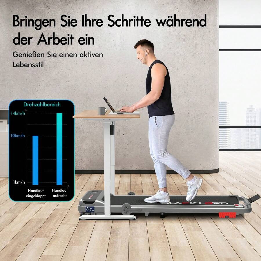 BLACK LORD Tapis roulant sotto la scrivania, Tappetino da passeggio 2 in 1 per camminare e fare jogging, Attrezzatura fitness da 3,2 HP, Portatile sotto la scrivania, Casa e ufficio, Capacità 140 kg, MS2