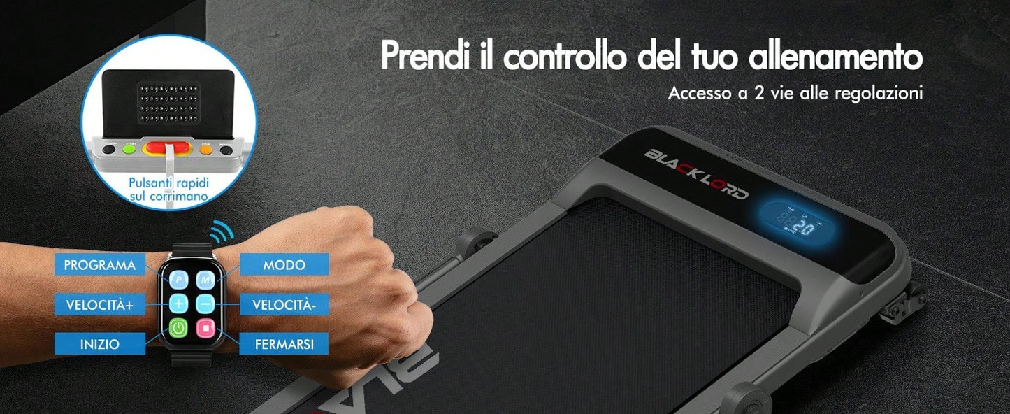 BLACK LORD Tapis roulant sotto la scrivania, Tappetino da passeggio 2 in 1 per camminare e fare jogging, Attrezzatura fitness da 3,2 HP, Portatile sotto la scrivania, Casa e ufficio, Capacità 140 kg, MS2