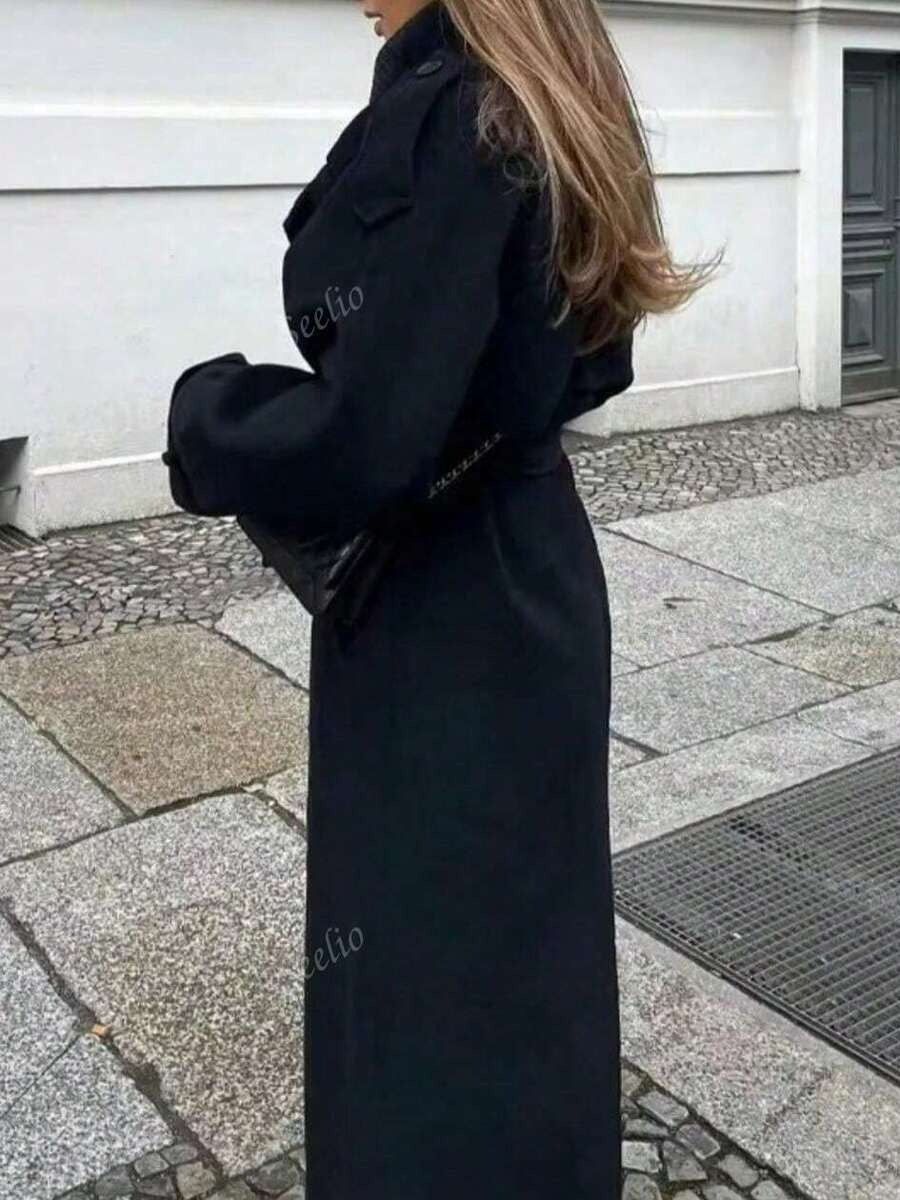 Cappotto antivento classico retrò a doppiopetto da donna, di stile europeo e americano, adatto per autunno/inverno