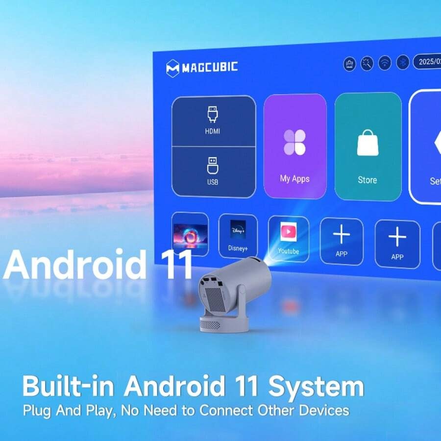 Proiettore Magcubic 4K Android 11 HY300 Pro Dual Wifi6 260ANSI Allwinner H713 BT5.0 1280*720P Proiettore portatile per esterni per cinema