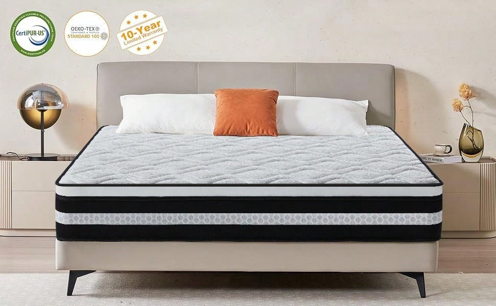 Materasso 160x200 cm Memory Foam, Altezza 28cm, Media Rigidità H3, Ergonomico HR + Blue Latex, Ortopedico 10 Zona Comfort, Traspirante, Anallergico, Lusso, Certificato Oeko-Tex
