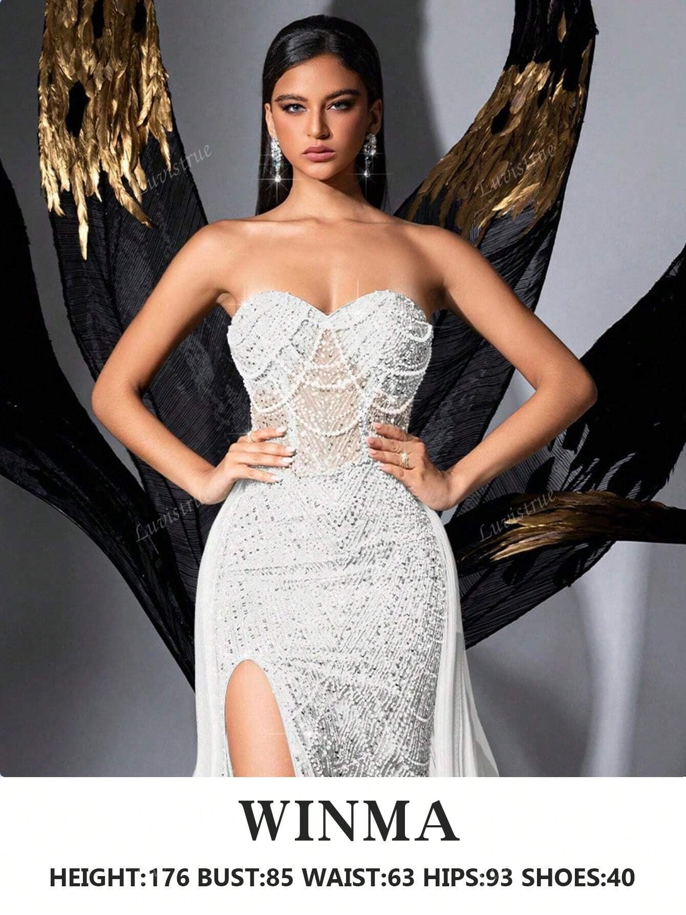 Abito da sera elegante Glamour Goddess di LUVISTRUE, con paillettes, per donne, abito da sera di lusso per red carpet, feste di compleanno, cerimonie di laurea, gala, balli di beneficenza