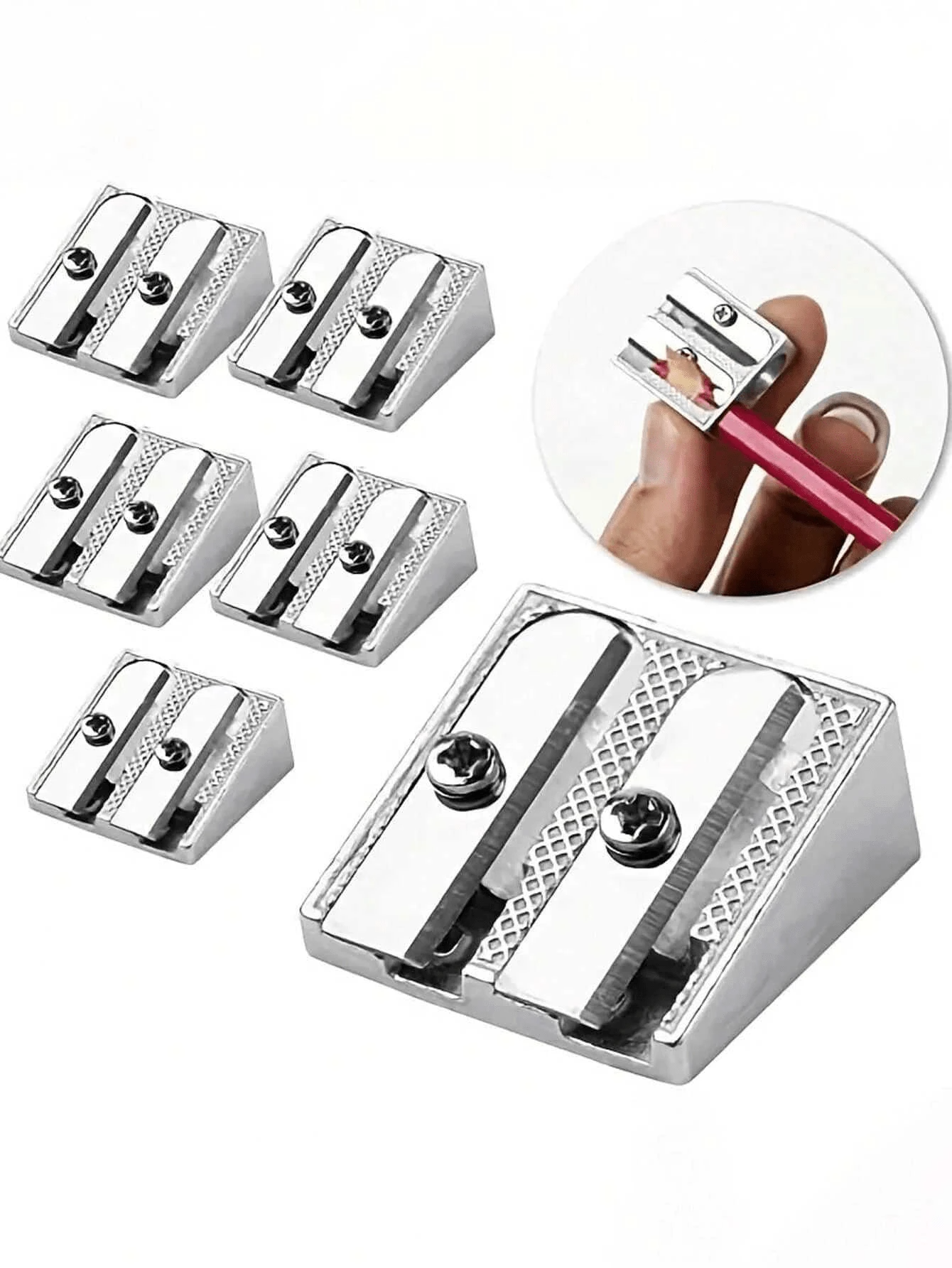 4/8 pezzi Temperamatite in metallo premium - Disegno a cuneo durevole, Temperamatite in lega di alluminio creativo a due fori, Con 2 fori per affilatura efficiente, Perfetto per scuola, ufficio e progetti artistici