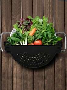 SHEIN 1 pezzo Colino da molletta, colino in plastica per pentole, imbuto a mezzaluna, filtro per alimenti, adatto per pasta, verdure, frutta, gadget da cucina, colino per lavello di cucina, adatta a tutte le pentole e ciotole