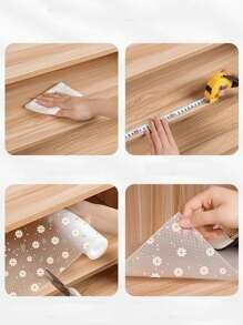 1 rotolo di rivestimento da scaffale con motivo floreale per armadi da cucina, fodera per cassetti non adesiva, rivestimento antiscivolo per frigorifero, tappetino in EVA impermeabile per frigorifero, tappetino da credenza facile da posizionare