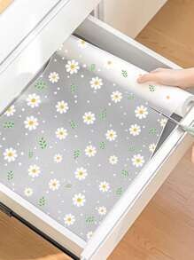 1 rotolo di rivestimento da scaffale con motivo floreale per armadi da cucina, fodera per cassetti non adesiva, rivestimento antiscivolo per frigorifero, tappetino in EVA impermeabile per frigorifero, tappetino da credenza facile da posizionare