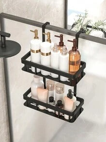 Cestino da doccia appeso alla porta, ripiano da bagno, portaoggetti da bagno sospeso, ripiano della doccia a doppio strato, organizer da bagno a cestino, accessori da bagno, armadietto e organizzazione del bagno, decorazione bagno estiva