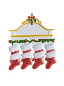 Decorazione natalizia pendente, calzino natalizio personalizzato 2024, personalizzato per 2, 3, 4, 5, 6 membri della famiglia, nome da appendere sull'albero di Natale, ornamento in resina inciso con nome e benedizione, regalo di Natale creativo