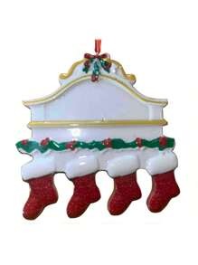 Decorazione natalizia pendente, calzino natalizio personalizzato 2024, personalizzato per 2, 3, 4, 5, 6 membri della famiglia, nome da appendere sull'albero di Natale, ornamento in resina inciso con nome e benedizione, regalo di Natale creativo