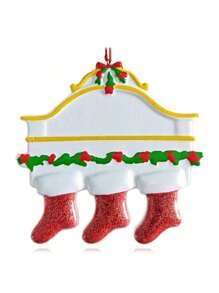 Decorazione natalizia pendente, calzino natalizio personalizzato 2024, personalizzato per 2, 3, 4, 5, 6 membri della famiglia, nome da appendere sull'albero di Natale, ornamento in resina inciso con nome e benedizione, regalo di Natale creativo