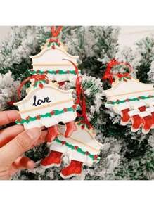 Decorazione natalizia pendente, calzino natalizio personalizzato 2024, personalizzato per 2, 3, 4, 5, 6 membri della famiglia, nome da appendere sull'albero di Natale, ornamento in resina inciso con nome e benedizione, regalo di Natale creativo