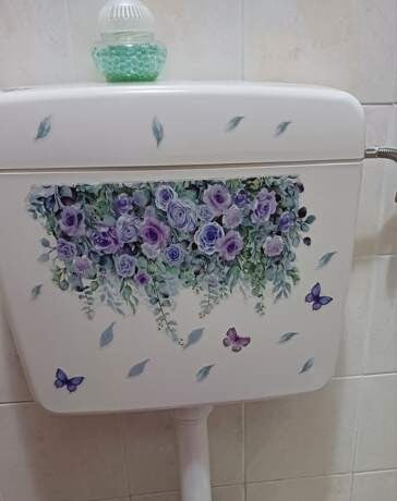 1 pezzo Adesivo in PVC per coperchio del water, motivo floreale modernista, adesivo per coperchio del water, adesivo da parete, adesivo in vinile per decorazioni domestiche, articoli decorativi primaverili per rinfrescare la tua casa