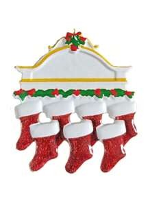 Decorazione natalizia pendente, calzino natalizio personalizzato 2024, personalizzato per 2, 3, 4, 5, 6 membri della famiglia, nome da appendere sull'albero di Natale, ornamento in resina inciso con nome e benedizione, regalo di Natale creativo